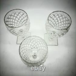 Hawkes Cut Crystal Goblets Set/3 Diamond Cut Stemware Square Base Signed Style