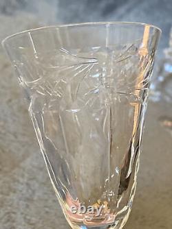 Hawkes Floral Engraved Antique Crystal Wine Goblets Glasses- 6