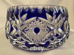 Heavy Cobalt Blue Cut To Clear Lead Crystal Bowl Made in France