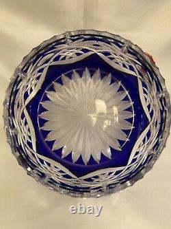 Heavy Cobalt Blue Cut To Clear Lead Crystal Bowl Made in France