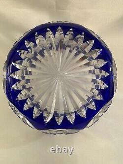 Heavy Cobalt Blue Cut To Clear Lead Crystal Bowl Made in France