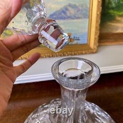 Heavy Crystal Cut Glass Clear Ship Captain's Liquor Decanter 10 Vtg Barware