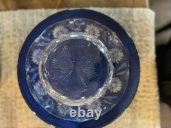 Heavy Victorian Crystal Glass cut Console Bowl, Floral Vintage 1800s, Handmade