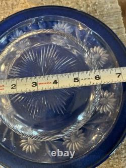 Heavy Victorian Crystal Glass cut Console Bowl, Floral Vintage 1800s, Handmade