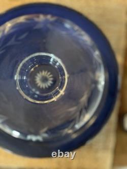 Heavy Victorian Crystal Glass cut Console Bowl, Floral Vintage 1800s, Handmade