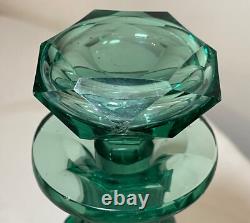 High quality Antique green cut crystal Moser Czech Bohemian glass decanter