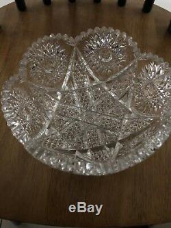 Hoare American Brilliant Cut Crystal Bowl Antique Cut Glass Unsigned