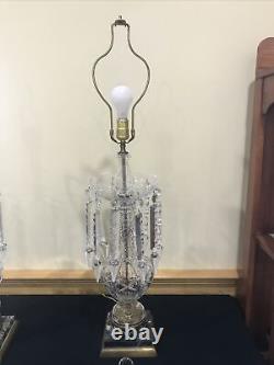 Hollywood Regency Bohemian Cut Crystal Dazzling Glass Table Lamps Large Prisms