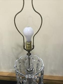 Hollywood Regency Bohemian Cut Crystal Dazzling Glass Table Lamps Large Prisms