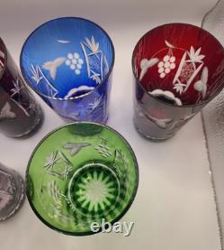 Hortensja Poland Cut to Clear Crystal Tumblers 5.25 Grapevine Trellis Set of 6