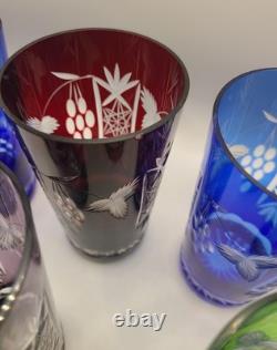 Hortensja Poland Cut to Clear Crystal Tumblers 5.25 Grapevine Trellis Set of 6