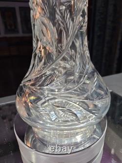 Huge 16-1/4 VASE, American Brilliant Period Cut Glass Crystal Butterfly & Rose