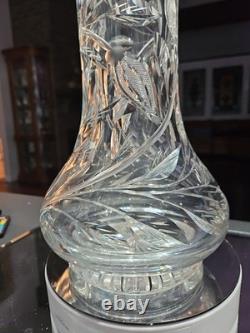 Huge 16-1/4 VASE, American Brilliant Period Cut Glass Crystal Butterfly & Rose
