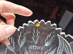 Huge 16-1/4 VASE, American Brilliant Period Cut Glass Crystal Butterfly & Rose