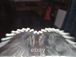 Huge 16-1/4 VASE, American Brilliant Period Cut Glass Crystal Butterfly & Rose