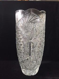 Huge American Brilliant Period Cut ABP Crystal Vase, 15 Tall x 7 Widest, 10.14