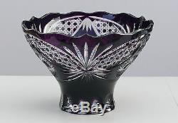 Huge CRYSTAL BOWL /FRUIT VASE 21x32 cm PURPLE Cut to clear overlay, RUSSIA, New