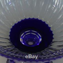 Huge Cobalt Blue Cut-To-Clear Bohemian Crystal Glass Centerpiece