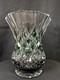 Huge Vintage Val St. Lambert Cut Glass Crystal Emerald Green & Clear Vase 11