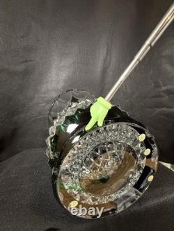 Huge Vintage Val St. Lambert Cut Glass Crystal Emerald Green & Clear Vase 11