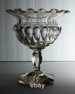 = IMPRESSIVE 18th C. Georgian Cut Crystal Glass Compote Raised Tazza Anglo-Irish