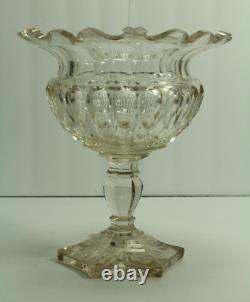 = IMPRESSIVE 18th C. Georgian Cut Crystal Glass Compote Raised Tazza Anglo-Irish