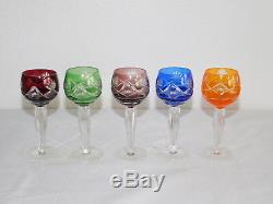 Imperlux Bohemian Lead Crystal Hand Cut to Clear Cordial Goblets SET OF 5 Colors