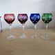 Imperlux Set Of 4 Wine Goblets 8 Cut To Clear Hand-cut Lead Crystal Bohemian