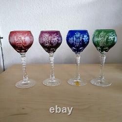 Imperlux Set Of 4 Wine Goblets 8 Cut To Clear Hand-cut Lead Crystal Bohemian