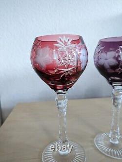 Imperlux Set Of 4 Wine Goblets 8 Cut To Clear Hand-cut Lead Crystal Bohemian