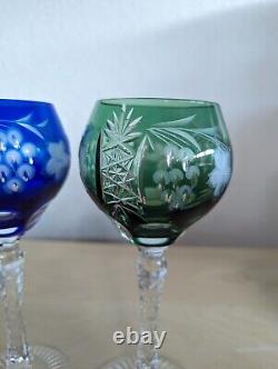 Imperlux Set Of 4 Wine Goblets 8 Cut To Clear Hand-cut Lead Crystal Bohemian