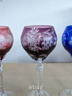 Imperlux Set Of 4 Wine Goblets 8 Cut To Clear Hand-cut Lead Crystal Bohemian