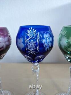 Imperlux Set Of 4 Wine Goblets 8 Cut To Clear Hand-cut Lead Crystal Bohemian
