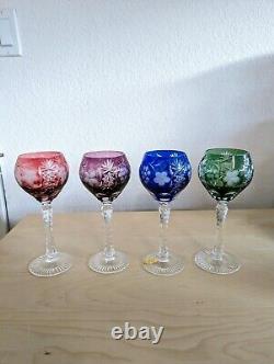Imperlux Set Of 4 Wine Goblets 8 Cut To Clear Hand-cut Lead Crystal Bohemian