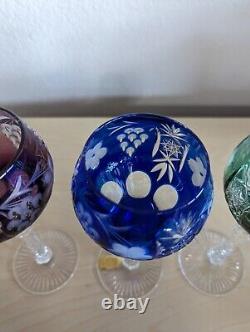 Imperlux Set Of 4 Wine Goblets 8 Cut To Clear Hand-cut Lead Crystal Bohemian