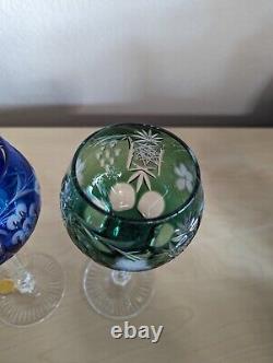 Imperlux Set Of 4 Wine Goblets 8 Cut To Clear Hand-cut Lead Crystal Bohemian
