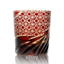 J31 Edo Kiriko Whiskey Glass Hand Carved Lead-free Crystal Glass Set Of 4