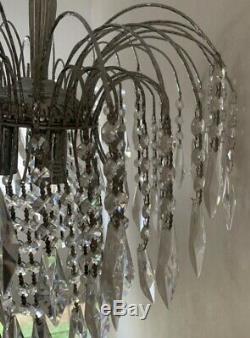 JOHN LEWIS CRYSTAL CUT GLASS CHROME CHANDELIER CEILING LIGHT WATERFALL Pendant