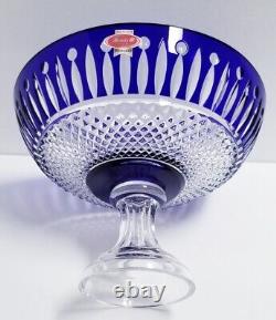 JOSKA Cobalt Blue Crystal Cut To Clear Glass Footed Pedestal Bowl
