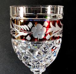 JULIA CRYSTAL TALL RUBY WINE GLASS, Cut & Etched Lead Crystal, 9 3/4, POLAND