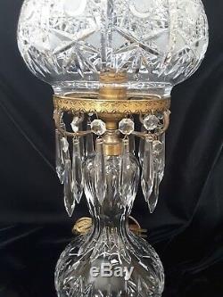 J. Hoare Cut Crystal Strawberry Lamp Victorian Antique Simply Spectacular