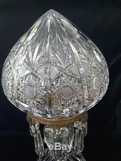 J. Hoare Cut Crystal Strawberry Lamp Victorian Antique Simply Spectacular