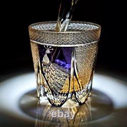 Japan Style Whiskey Bourbon Glasses Crystal Hand Cut Edo Kiriko 10oz Purple