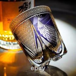 Japan Style Whiskey Bourbon Glasses Crystal Hand Cut Edo Kiriko 10oz Purple