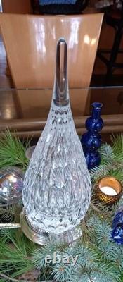 Josef Svarc Bohemia Glass Cut Crystal Obelisk Sculpture Faceted Droplet 14 in T