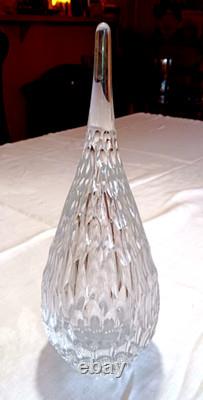Josef Svarc Bohemia Glass Cut Crystal Obelisk Sculpture Faceted Droplet 14 in T