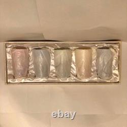 KAGAMI CRYSTAL Edo Kiriko 5-Color Set Red Blue Green Yellow Purple Cut Glass