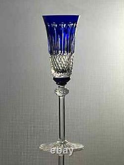KING LOUIS by GODINGER (2) COBALT BLUE CHAMPAGNE FLUTES CUT to CLEAR 9 3/4 PAIR