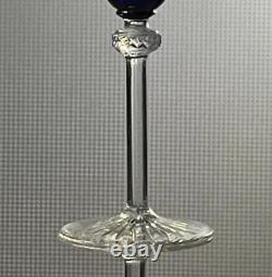 KING LOUIS by GODINGER (2) COBALT BLUE CHAMPAGNE FLUTES CUT to CLEAR 9 3/4 PAIR