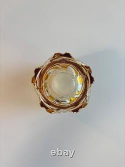 Kagami Crystal Edo Kiriko Cut Glass Amber Color Made in Japan